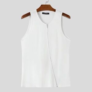Men's White Sleeveless Tank Top